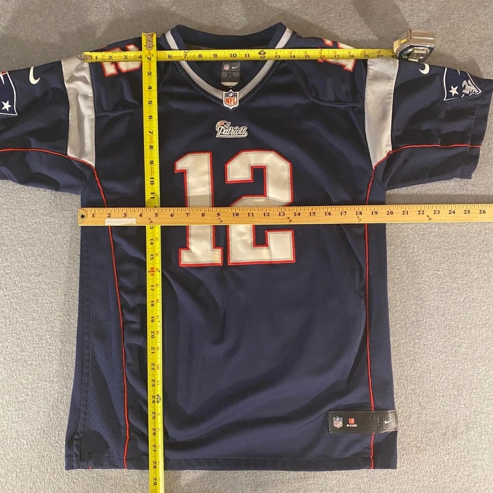 Nike New England Patriots Tom Brady 12 Jersey Youth XL Blue NFL On Field